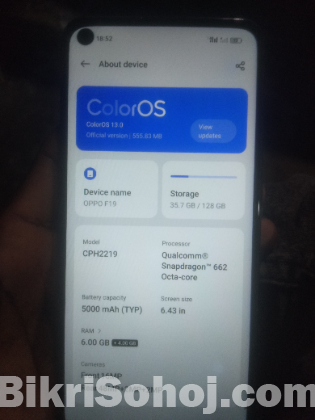 Oppo f19,,, 6/128 gb